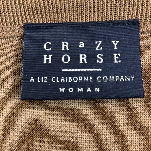 Crazy Horse Liz Claiborne Brown Button Up Knit Top - Picture 3 of 5